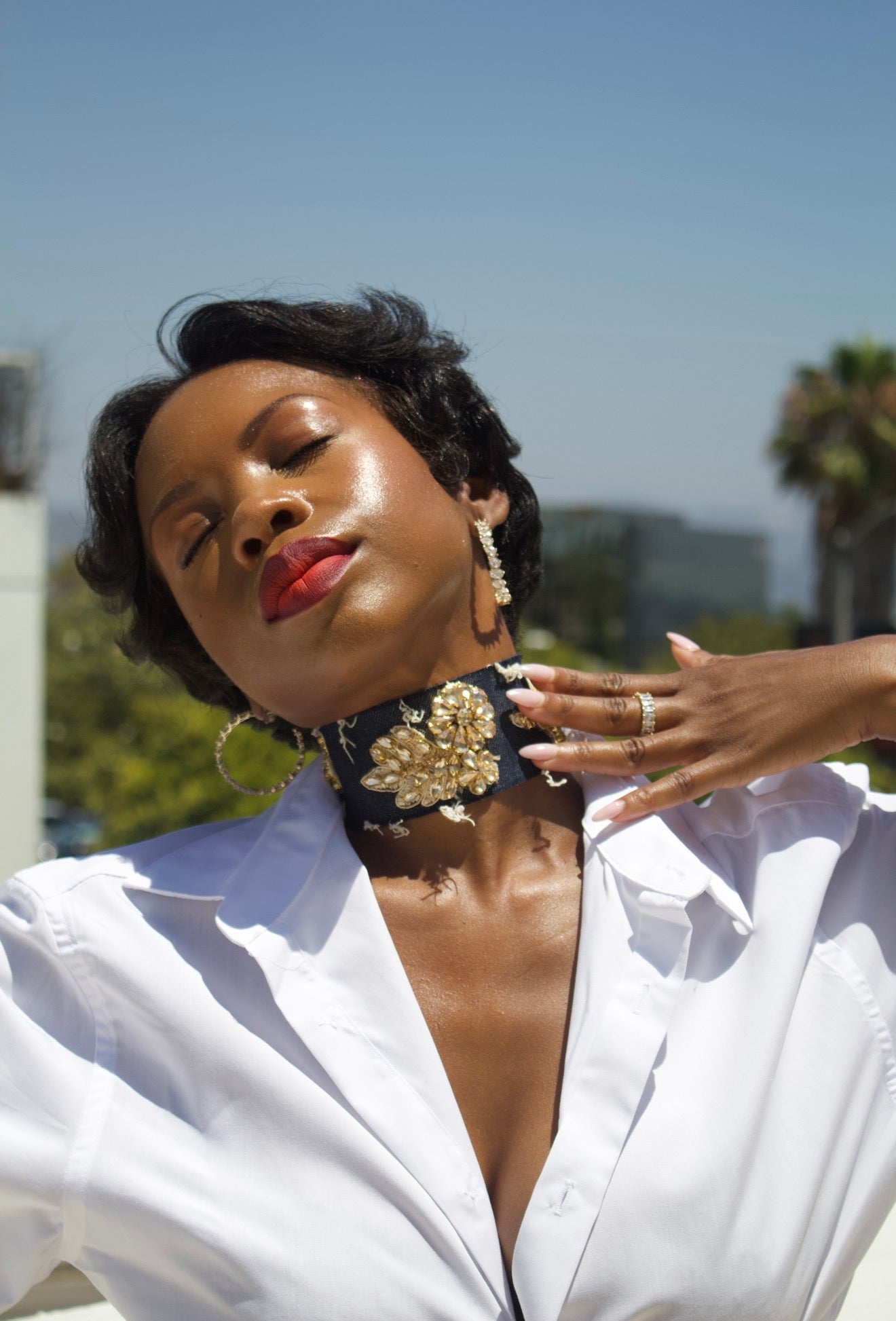 Denim Bling Choker
